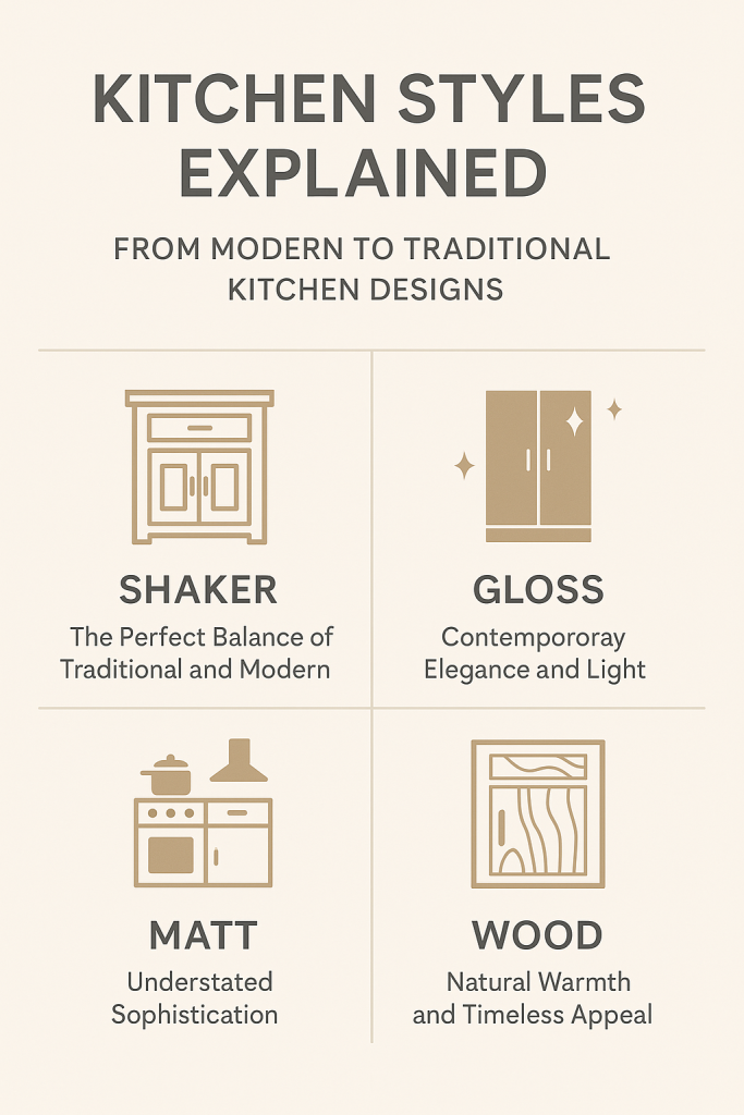 different kitchen styles explained with infographic